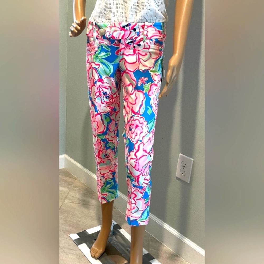 Lilly Pulitzer Bright Floral Print Luxury Capri   Size 0     New With Ta…